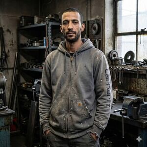 Carhartt Rain Defender Thermal Lined Full Zip Hoodie Grey Large Distressed